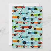 Rennen auf dem 3. Geburtstag Racecar Party Einladung (Rückseite)