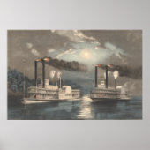 Rennen auf dem Mississippi - F Palmer Fine Art Pos Poster (Vorne)
