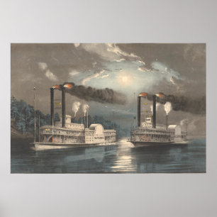 Rennen auf dem Mississippi - F Palmer Fine Art Pos Poster