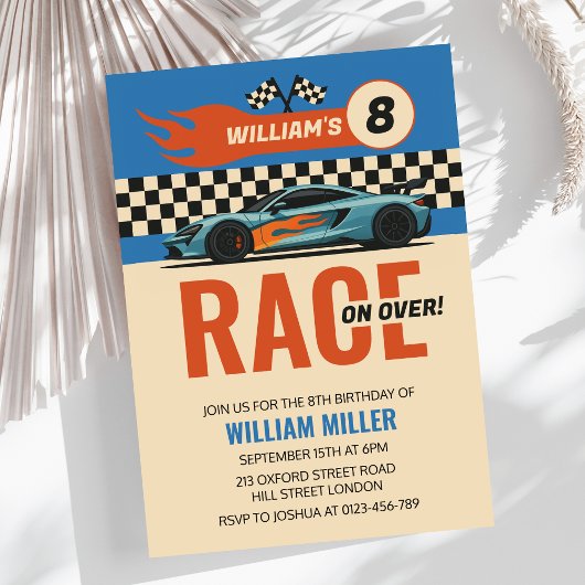 Rennen auf über Coolen Rennwagen Jungs zum Geburts Einladung