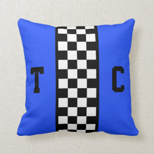 Rennen-Auto-Checkered Muster-helles blaues mit Kissen