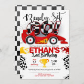 Rennen Auto Geburtstag, Autos Geburtstag, Rennwage Einladung (Vorne/Hinten)