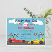 Rennen-Auto-Geburtstags-Party Einladungen (Stehend Vorderseite)