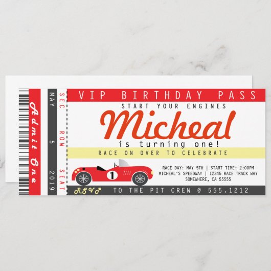 RENNEN-AUTO-PARTY LADEN EIN EINLADUNG (Vorne/Hinten)