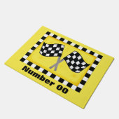 Rennen-Checkered Flaggen-kundenspezifische Zahl Fußmatte (Schrägansicht)