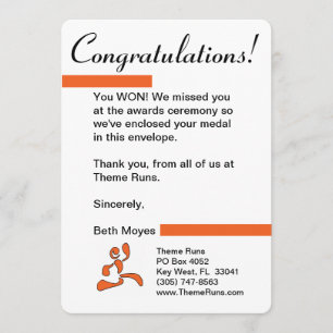 Rennen-Direktor - Medaillengewinner-Buchstabe Dankeskarte