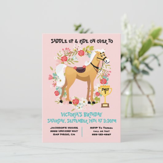 Rennen Geburtstagsparty Einladung (Stehend Vorderseite)