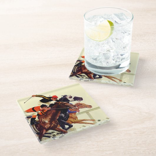 Rennen Glasuntersetzer (Schrägansicht)