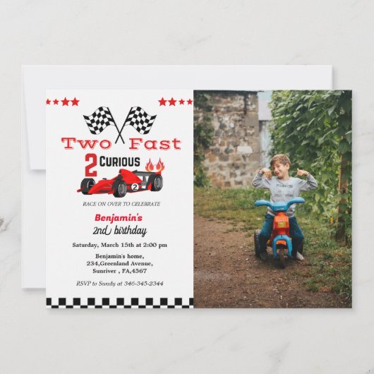 Rennen im Auto Erwachsen von zwei schnellen zweite Einladung (Vorderseite)