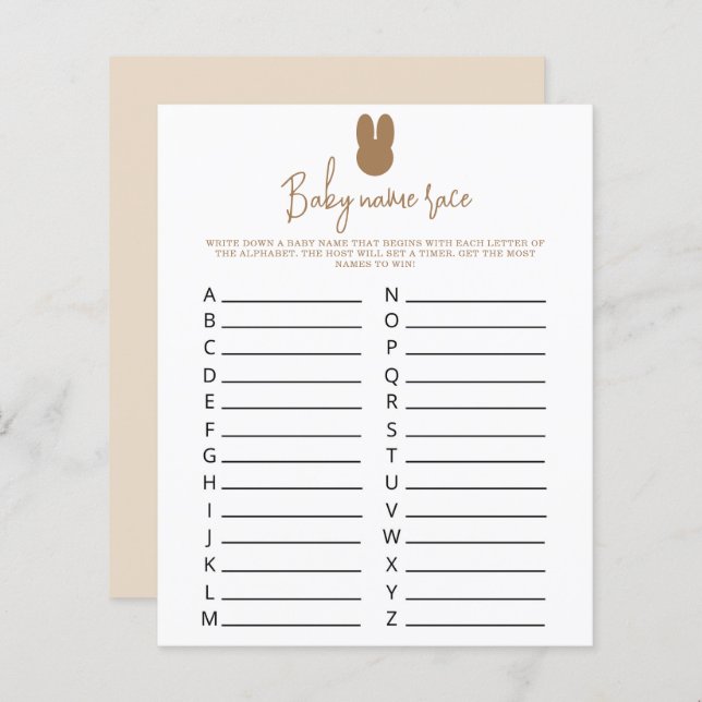 Rennen mit einfachem Baby-Namen (Vorne/Hinten)