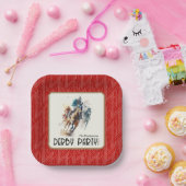 Rennen Pferde Derby Party Roter Platz Pappteller (Party)