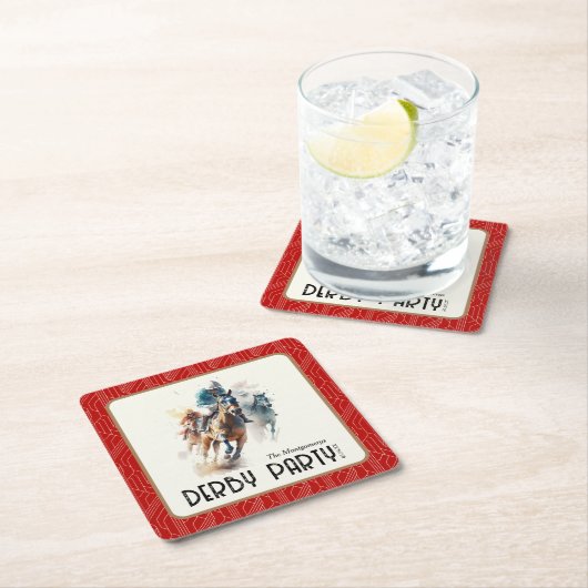 Rennen Pferde Derby Party Roter Platz Rechteckiger Pappuntersetzer (Vor Ort)