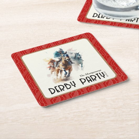 Rennen Pferde Derby Party Roter Platz Rechteckiger Pappuntersetzer (angewinkelt)