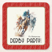 Rennen Pferde Derby Party Roter Platz Rechteckiger Pappuntersetzer (Vorderseite)