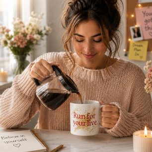"Rennen Sie um Ihr Leben – Elegantes Motivationszi Kaffeetasse