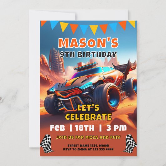 Rennen Track Geburtstagsbash Einladung (Vorderseite)