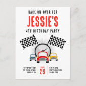 Rennen über Auto Geburtstagsparty Einladung Postkarte (Vorderseite)