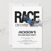 Rennen über die moderne Rennwagen Boy Geburtstagsp Einladung (Vorderseite)