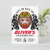 Rennen über Foto Geburtstagsparty Einladung (Stehend Vorderseite)