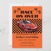 Rennen über modernes, rotes Sportauto Einladung (Vorderseite)