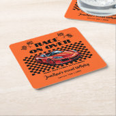 Rennen über modernes, rotes Sportauto Rechteckiger Pappuntersetzer (angewinkelt)