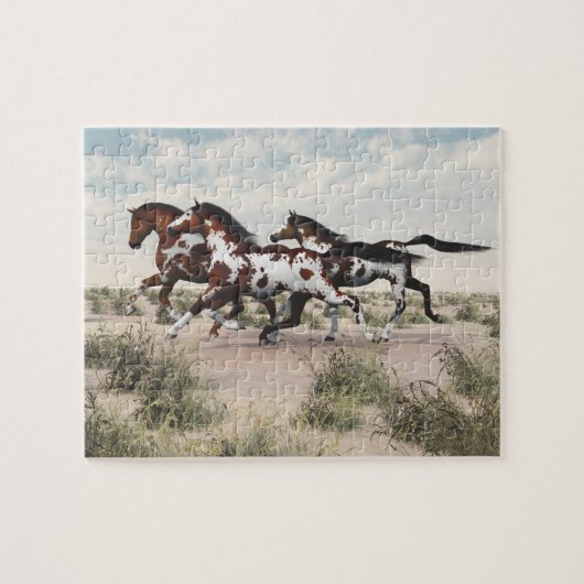 Rennen wie der Wind - Galopp Pferde Puzzle (Horizontal)