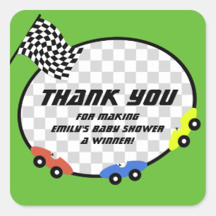 Rennen-Zeit-Babyparty Quadratischer Aufkleber