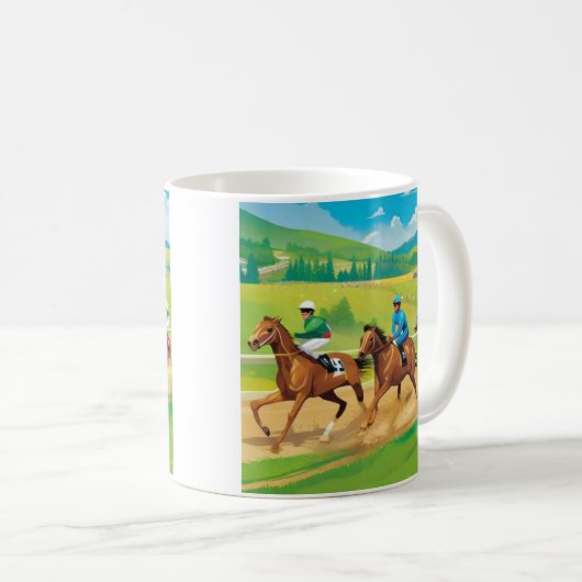 Rennen zum Sieg - Reiten Kunst Kaffeetasse (VorderseiteRechts)