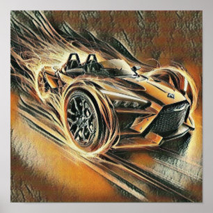 rennende Hochgeschwindigkeits-Orange-Supercar  Poster