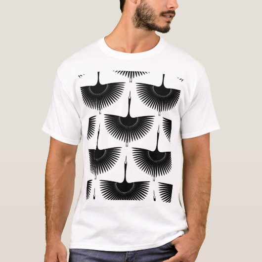 Renner Crane: Orientales Vogelmuster T-Shirt (Vorderseite)