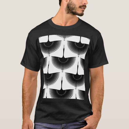 Renner Crane: Orientales Vogelmuster T-Shirt (Vorderseite)