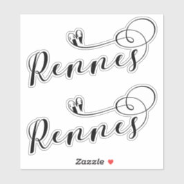 Rennes Flag in Heart, Roazhon, Breton Aufkleber