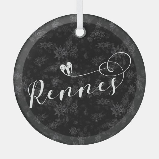 Rennes Flag in Heart, Roazhon, Breton Ornament Aus Glas (Vorderseite)