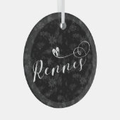 Rennes Flag in Heart, Roazhon, Breton Ornament Aus Glas (Vorderseite Rechts)