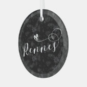 Rennes Flag in Heart, Roazhon, Breton Ornament Aus Glas (Vorderseite links)