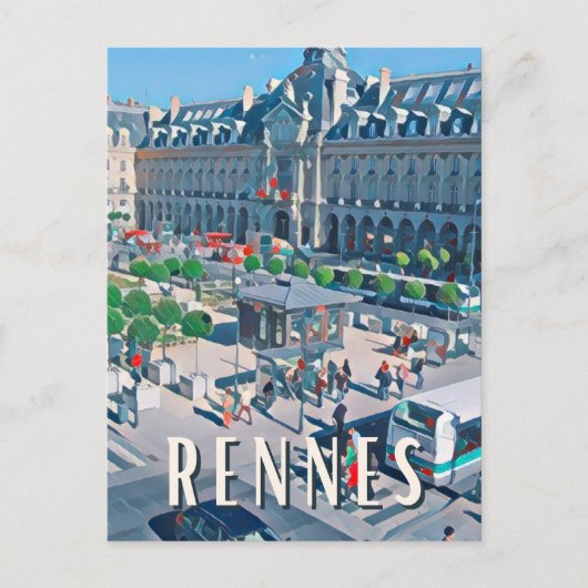 Rennes Foto Vintage Postkarte (Vorderseite)