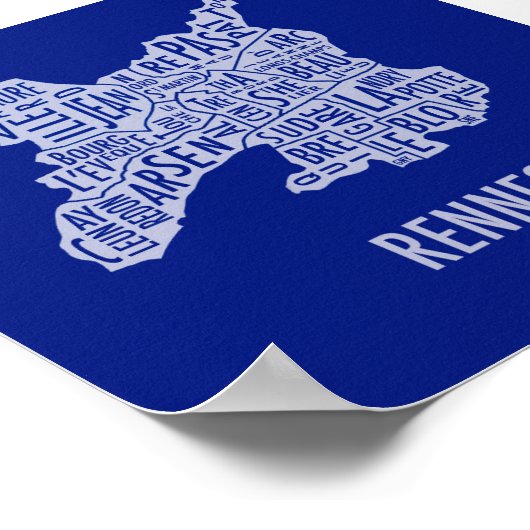 Rennes France Karte Poster (Ecke)