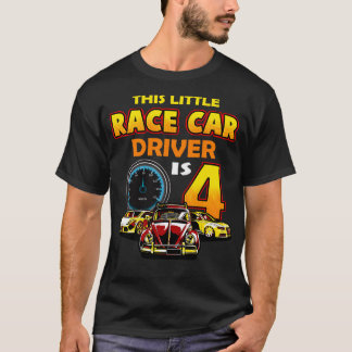 Rennfahrer 4. Geburtstag 4 Jahre alter Kleinkind J T-Shirt