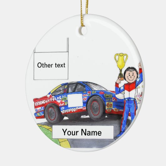 Rennfahrer, Lager - Frau Keramik Ornament (Links)