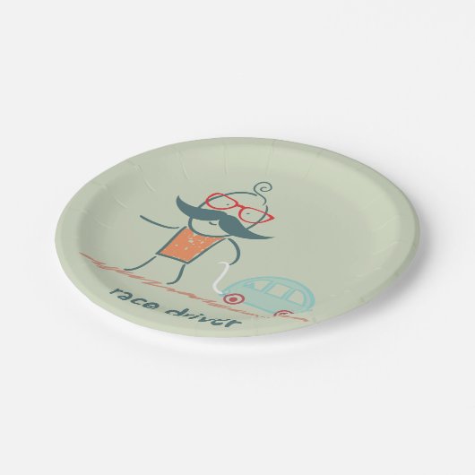 Rennfahrer Pappteller (Schrägansicht)