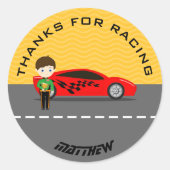 Rennfahrer Runder Aufkleber (Vorderseite)