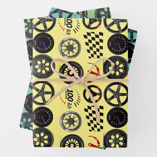 Rennfahrer und Motorsport-Enthusiasten für ihn Geschenkpapier Set (Beispiel)