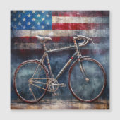 Rennfahrrad im Hintergrund der Acryl-amerikanische Magnetkarte (Vorderseite)
