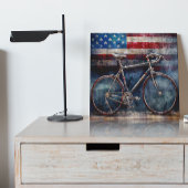 Rennfahrrad im Hintergrund der Acryl-amerikanische Magnetkarte