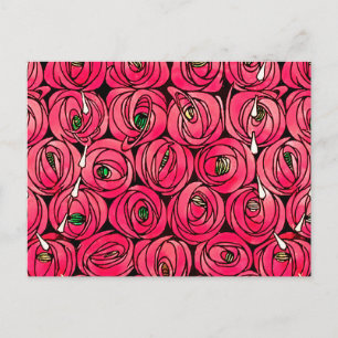 Rennie Mackintosh Rose Art Nouveau Blumenmuster Postkarte