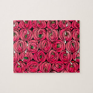 Rennie Mackintosh Rose Art Nouveau Blumenmuster Puzzle