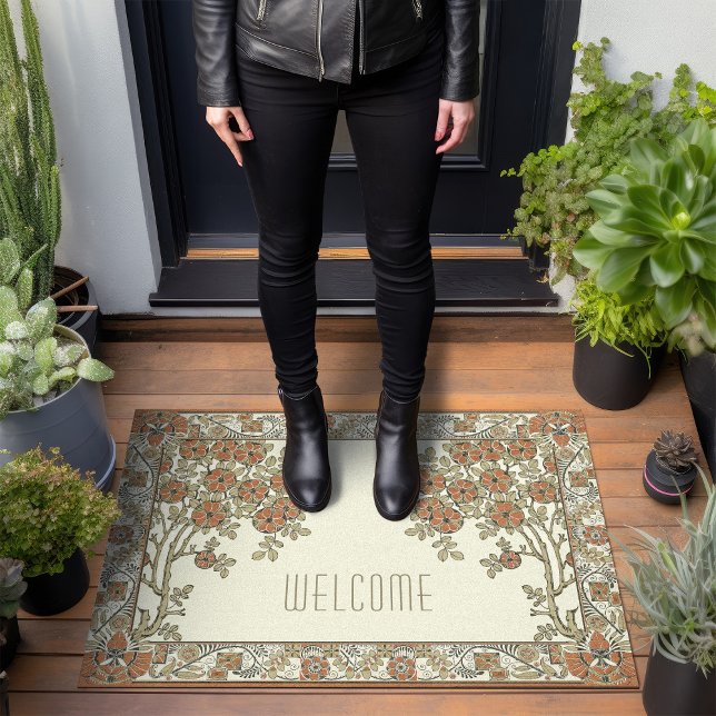 Rennie Mackintosh Tree & Floral Burnt Orange Fußmatte (Von Creator hochgeladen)