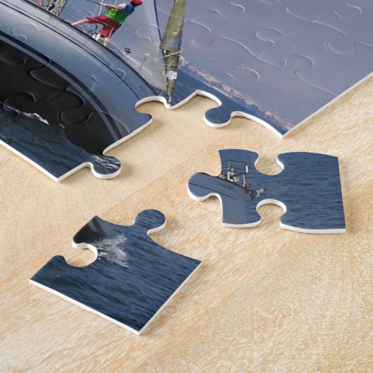 Rennjacht von hinten puzzle (Seite)