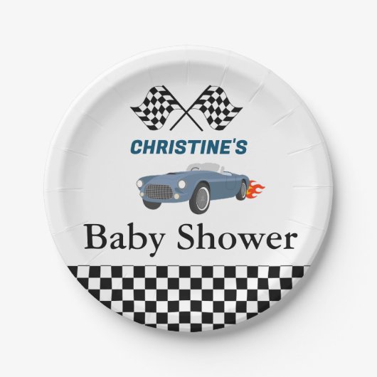 Rennjunge Baby Dusche Party Pappteller (Vorderseite)