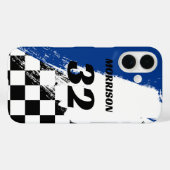 Rennname Nummer Blau Schwarz und Weiß Case-Mate iPhone Hülle (Rückseite (Horizontal))